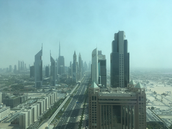 View from our building, of Sheikh Zayed Road, looking downtown