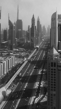 View from our building, of Sheikh Zayed Road, looking downtown